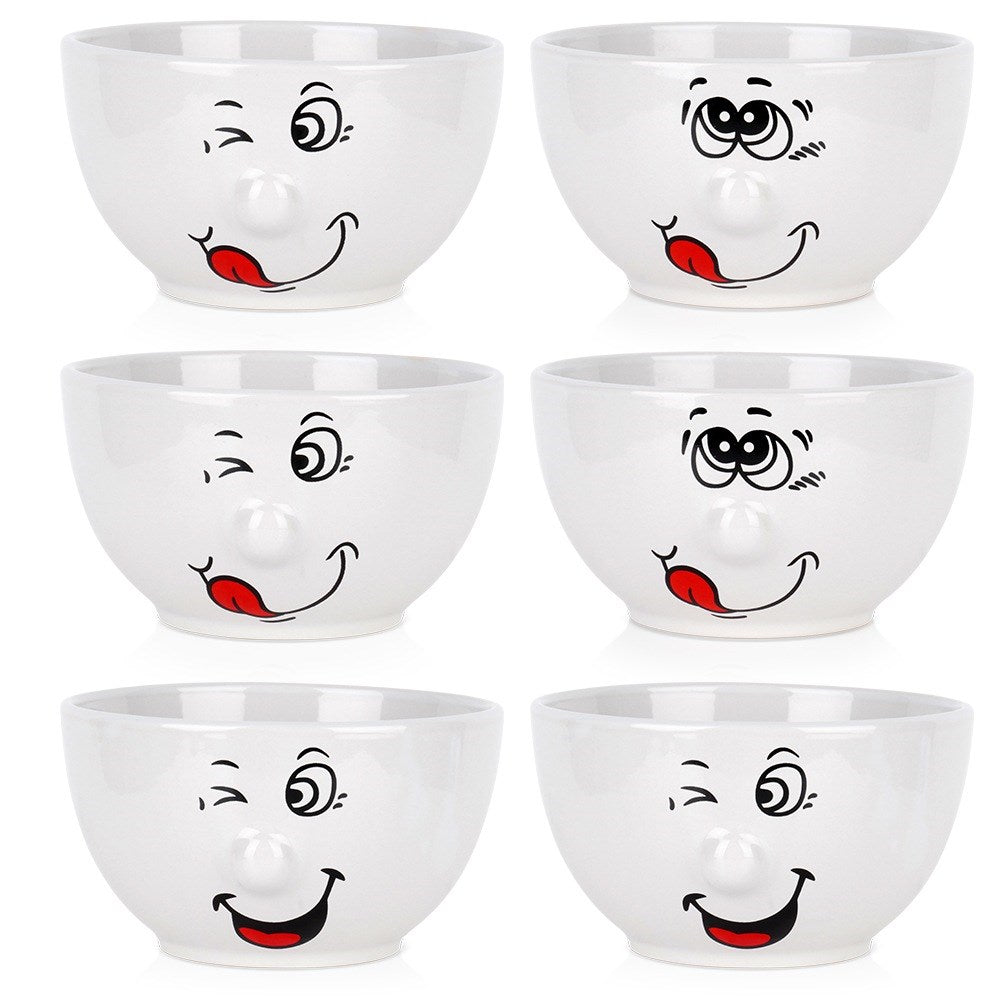Ceramic smiley bowls 13.5 cm, 550 ml 6 pcs.