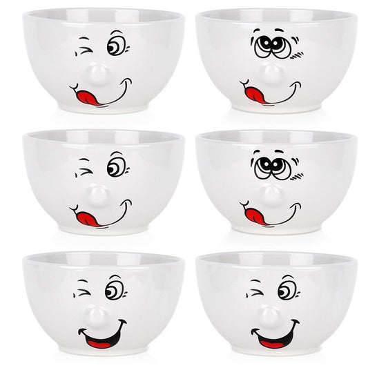 Ceramic smiley bowls 13.5 cm, 550 ml 6 pcs.