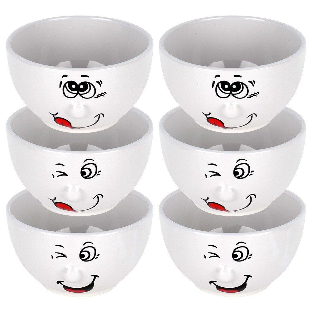 Ceramic smiley bowls 13.5 cm, 550 ml 6 pcs.