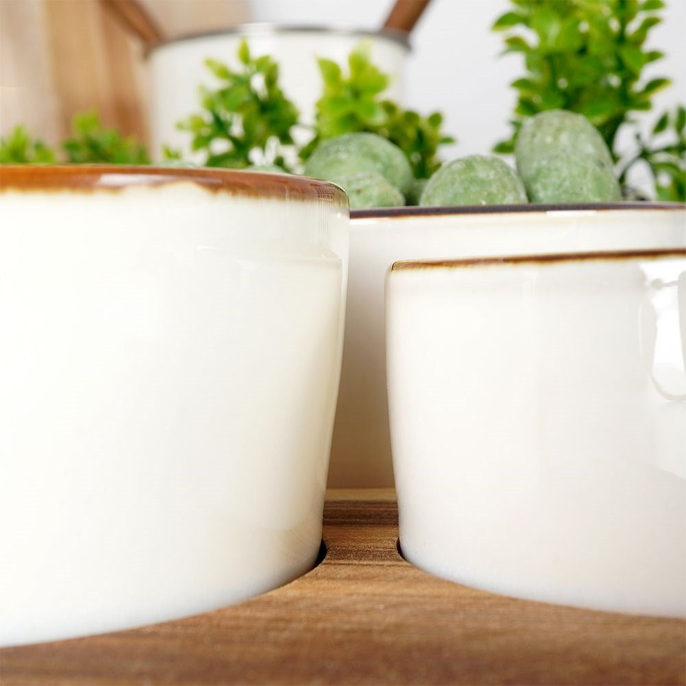 Ceramic snack bowls on a 20 cm tray, 3 pcs.