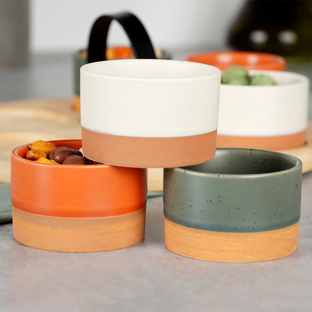Ceramic snack bowls on a 7-piece tray