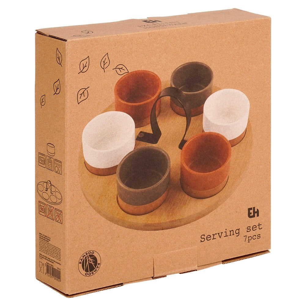 Ceramic snack bowls on a 7-piece tray