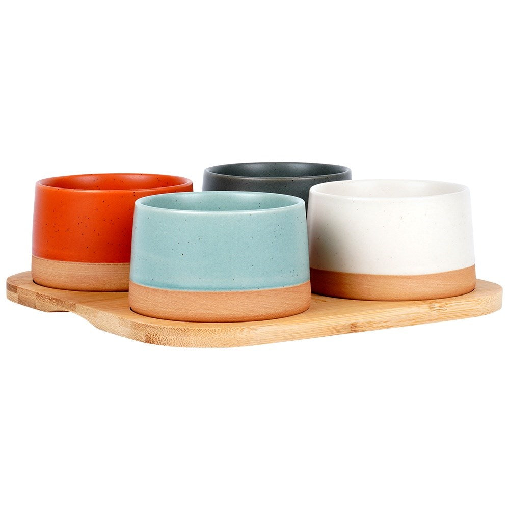 Ceramic snack bowls on tray 22 cm 5 pcs.