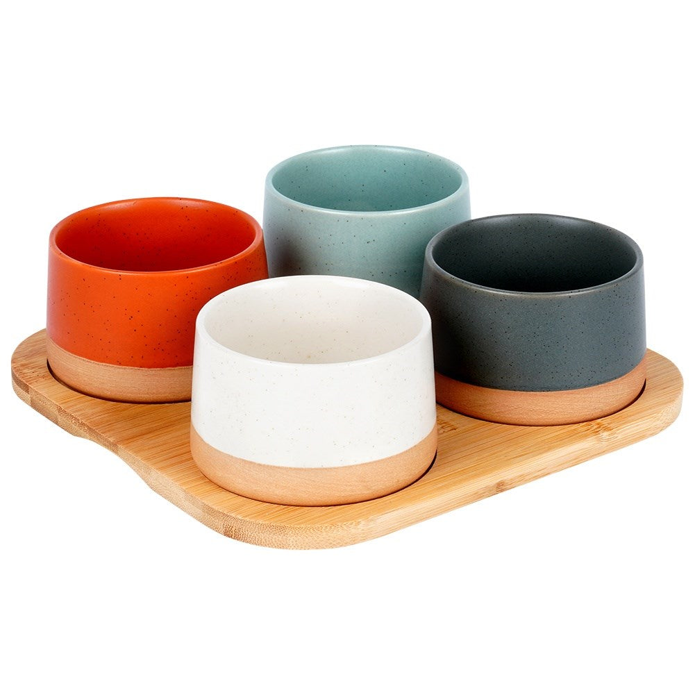 Ceramic snack bowls on tray 22 cm 5 pcs.