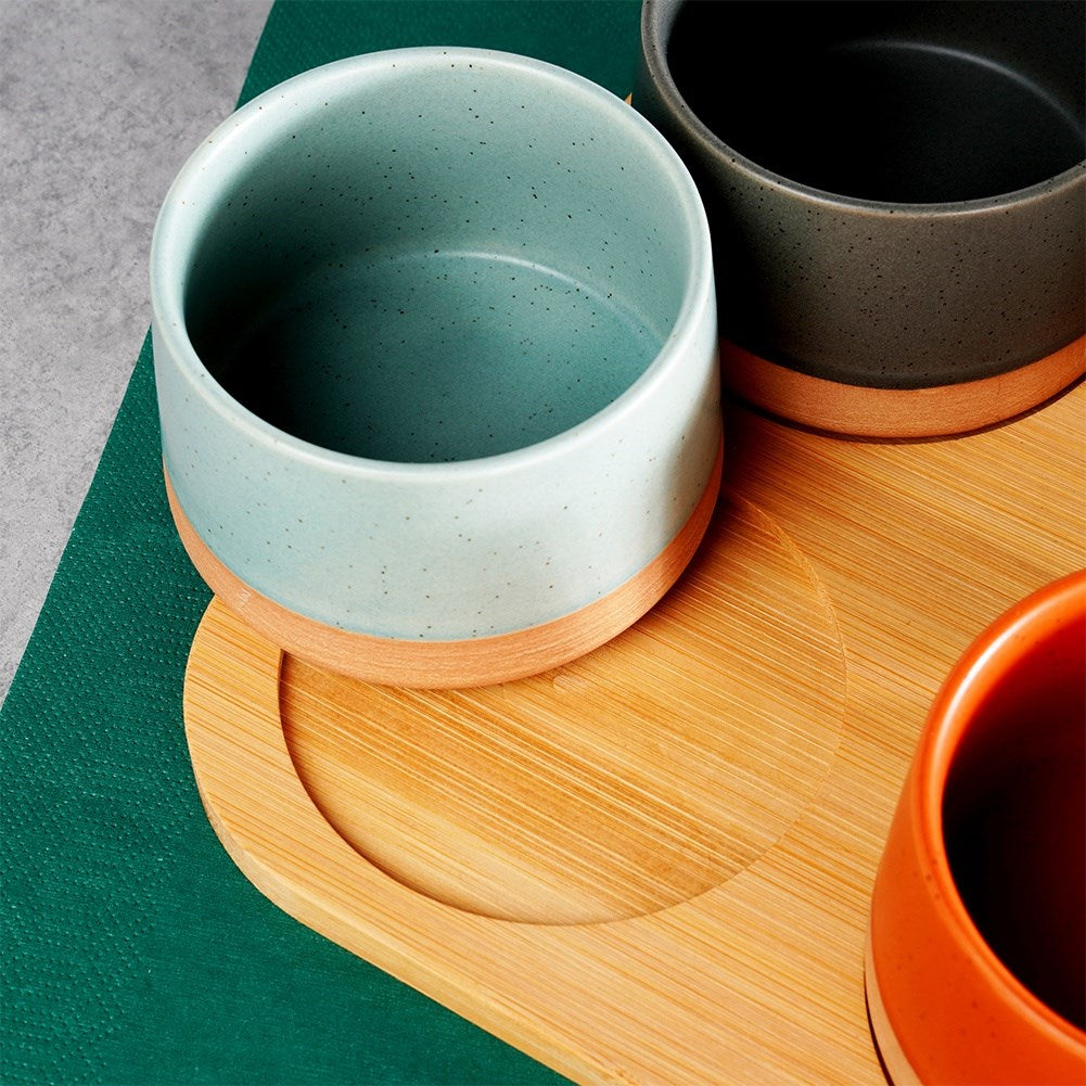 Ceramic snack bowls on tray 22 cm 5 pcs.