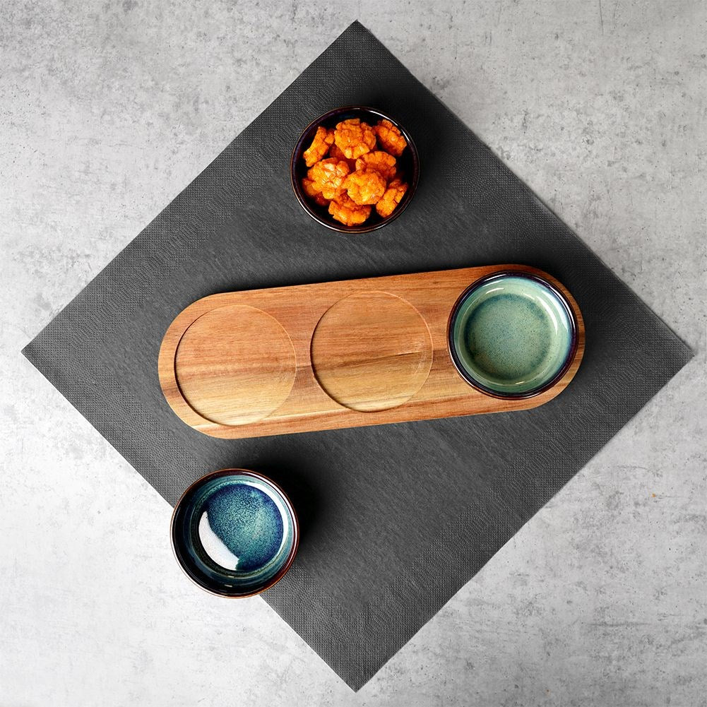 Ceramic snack bowls on tray 29.5 cm 3 pcs.