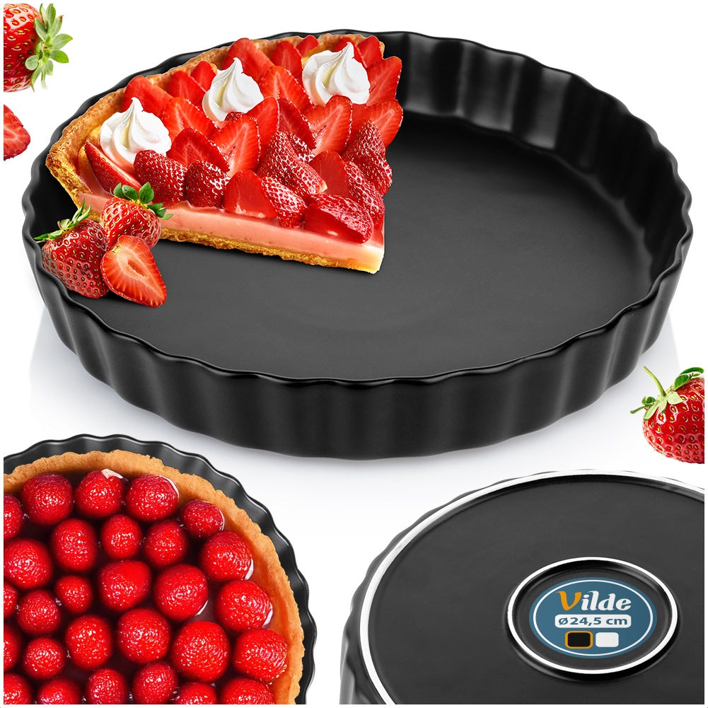 Ceramic tart pan, black, 24.5 cm