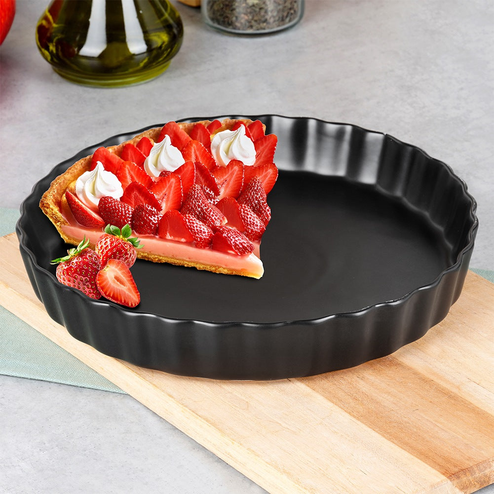 Ceramic tart pan, black, 24.5 cm