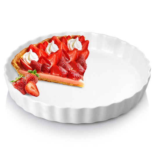 Ceramic tart pan, white, 24.5 cm