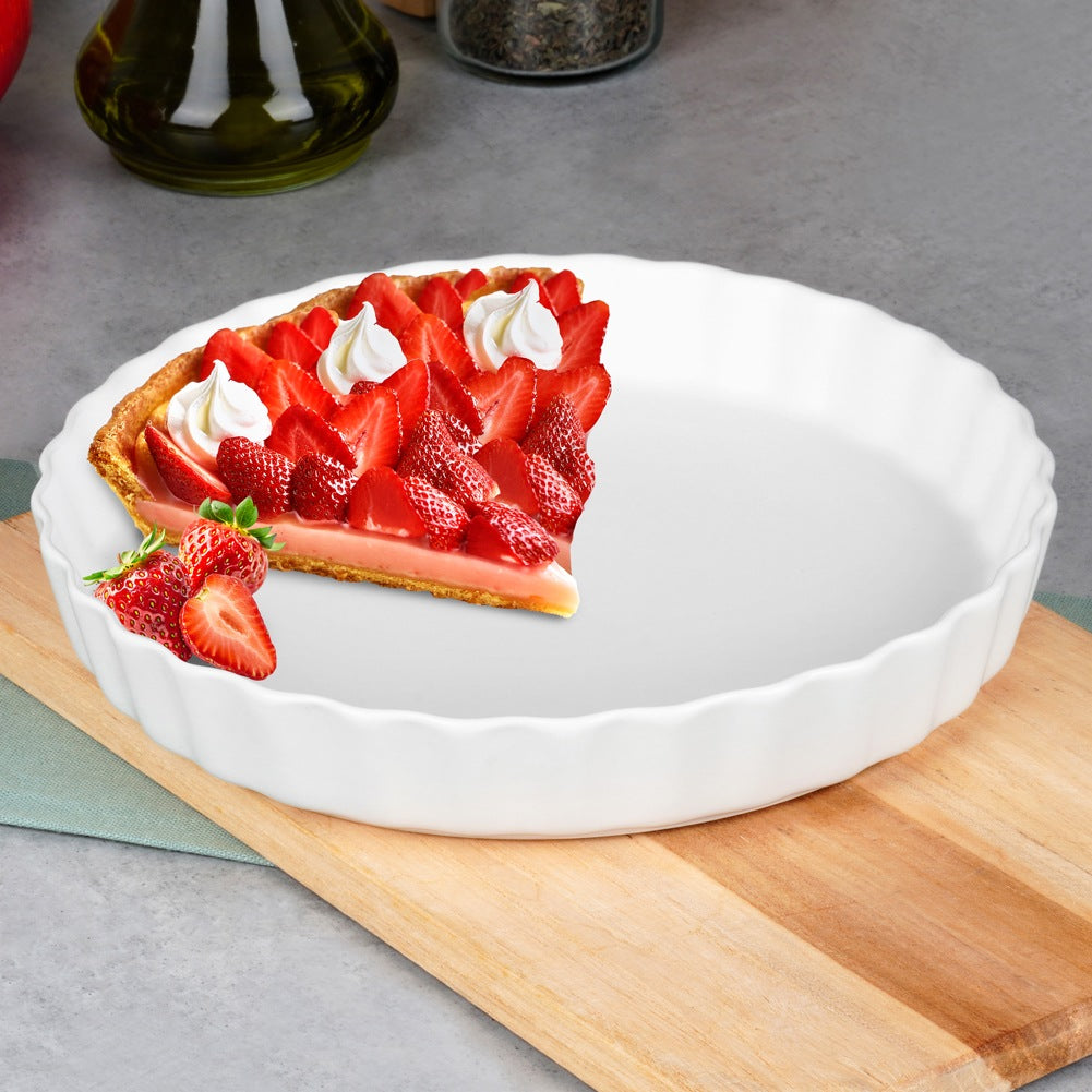 Ceramic tart pan, white, 24.5 cm