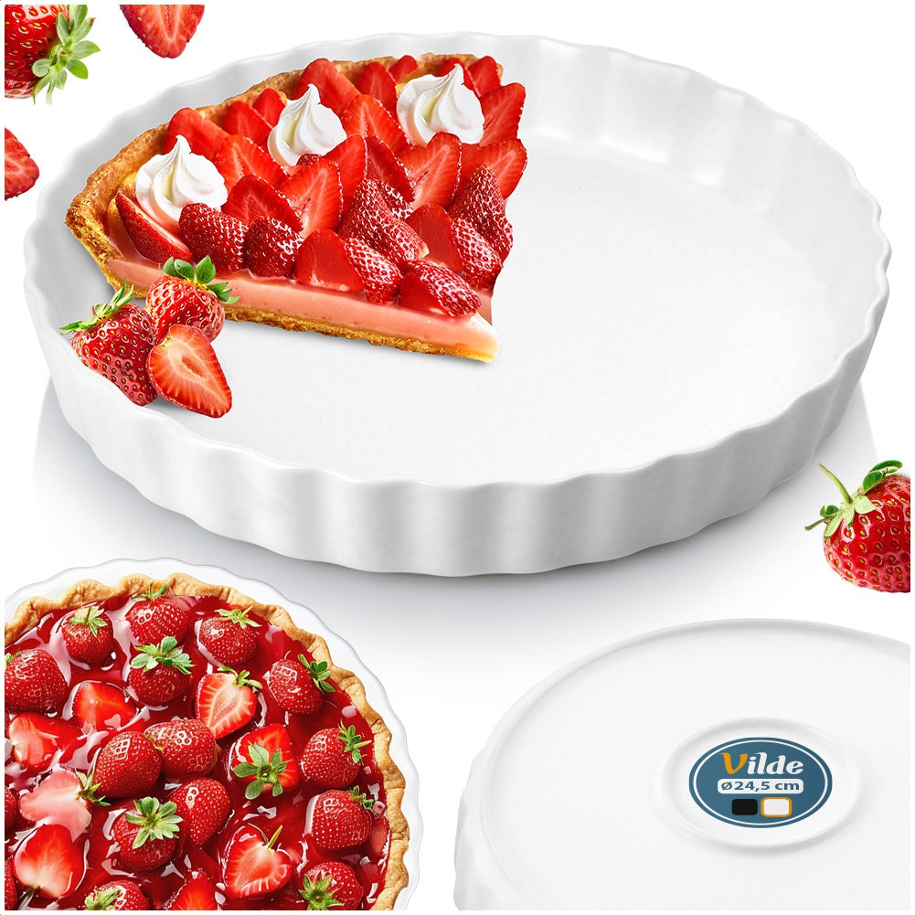 Ceramic tart pan, white, 24.5 cm