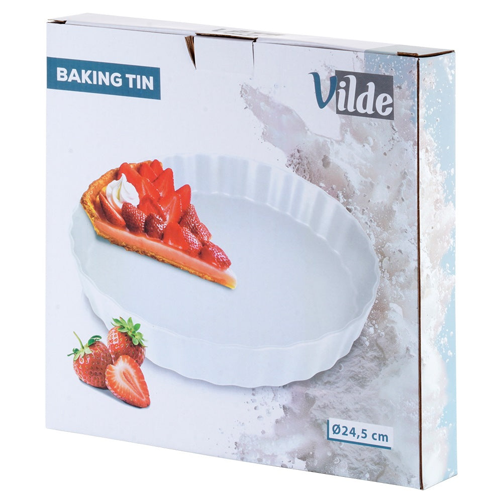 Ceramic tart pan, white, 24.5 cm