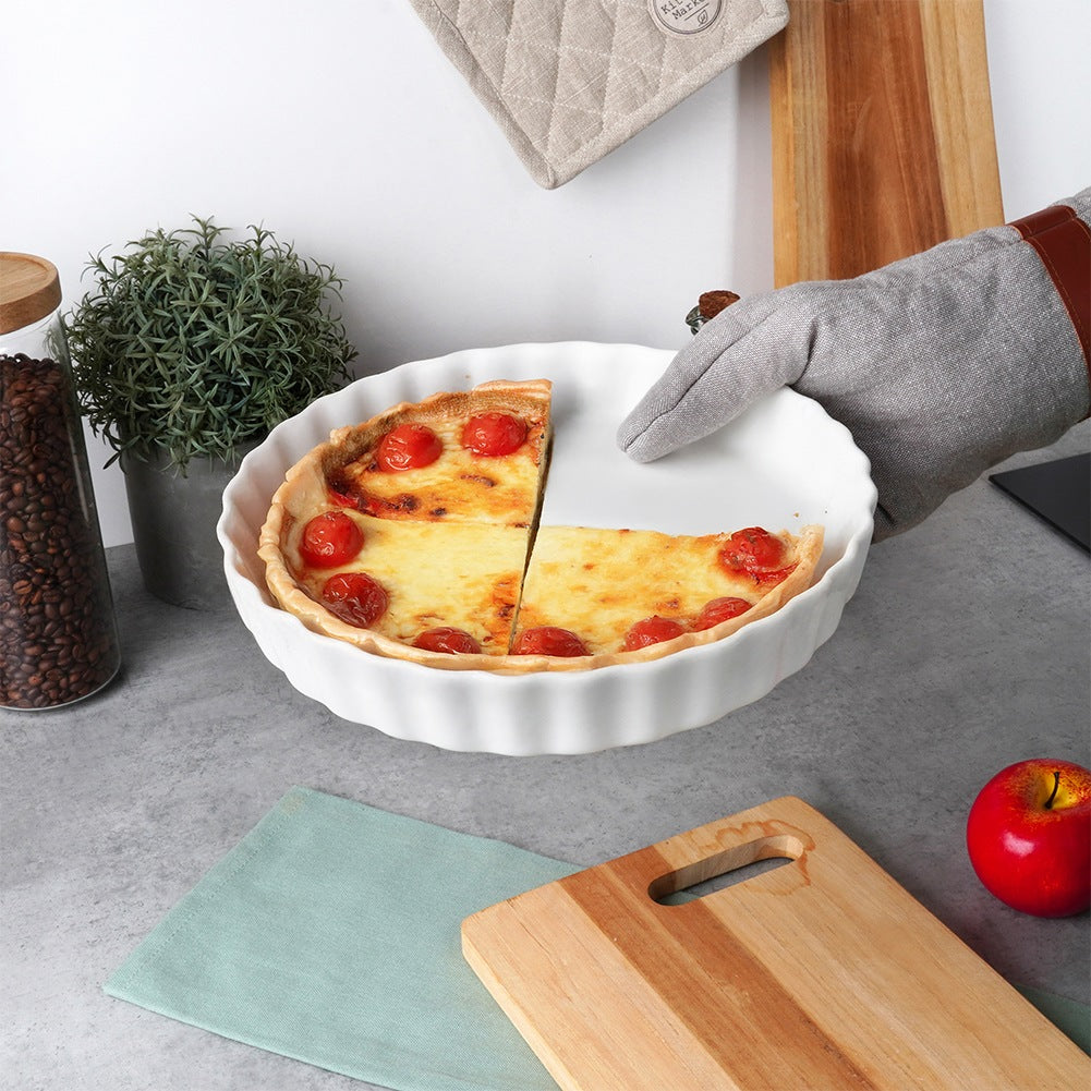 Ceramic tart pan, white, 24.5 cm