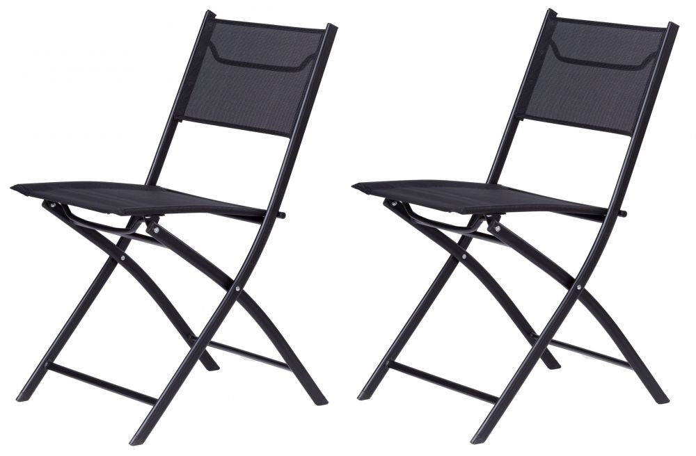 Chair, garden chairs for terrace, balcony, 2 pcs, black