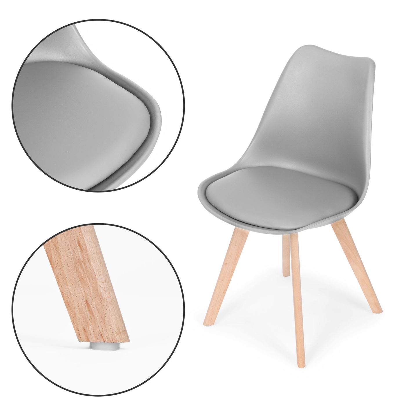 Chair, set of chairs for the living room and dining room with a cushion, Light gray ModernHome
