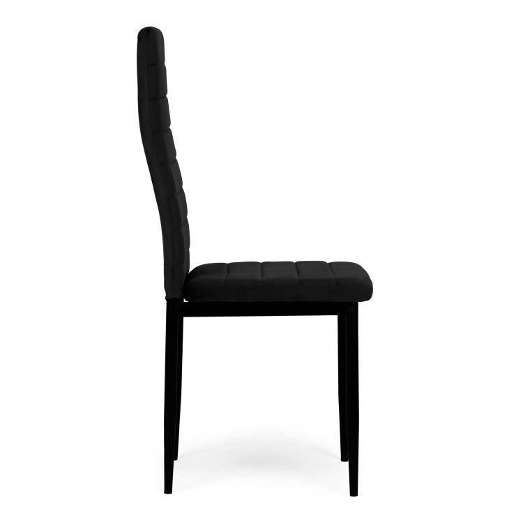 Chairs with Contoured Backrest - BLACK VELVET - Set of 4