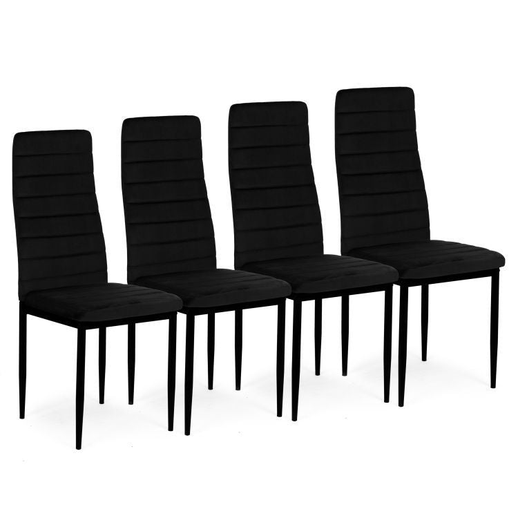Chairs with Contoured Backrest - BLACK VELVET - Set of 4