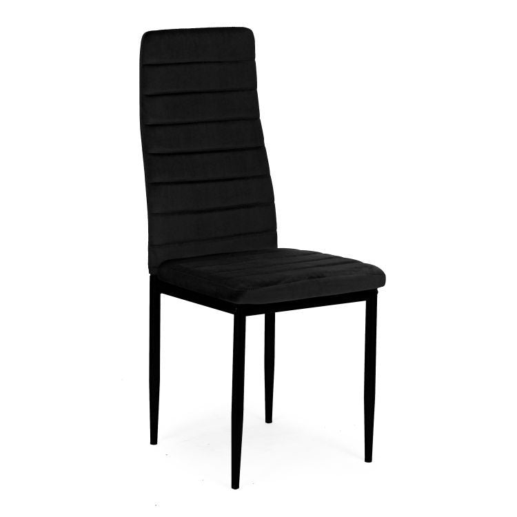 Chairs with Contoured Backrest - BLACK VELVET - Set of 4