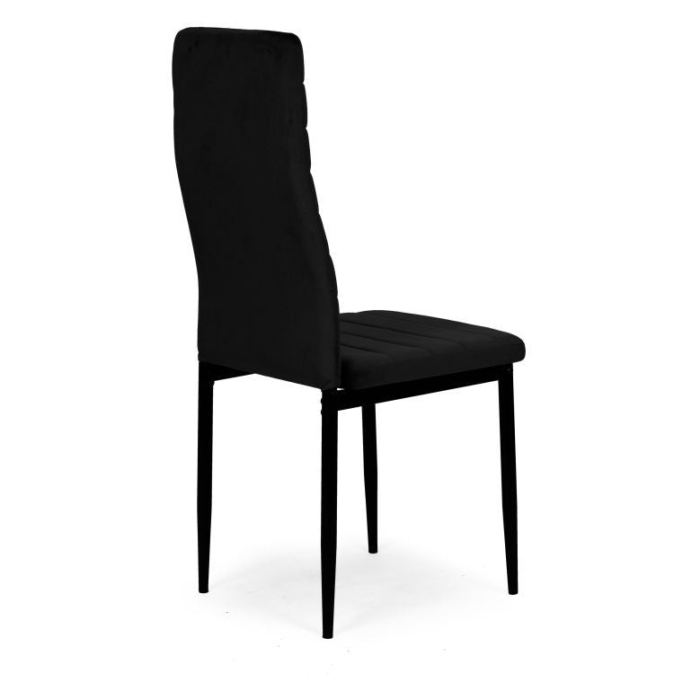 Chairs with Contoured Backrest - BLACK VELVET - Set of 4