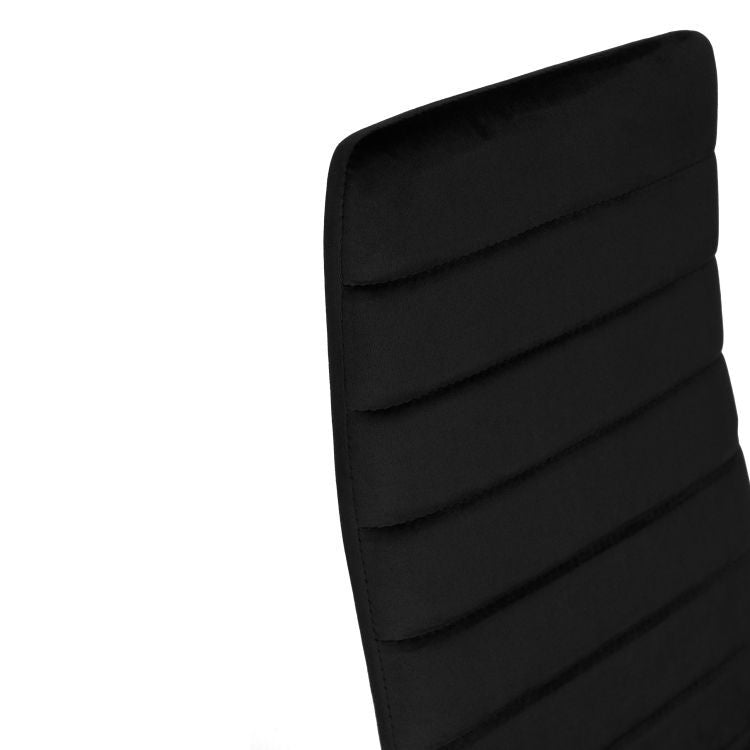 Chairs with Contoured Backrest - BLACK VELVET - Set of 4
