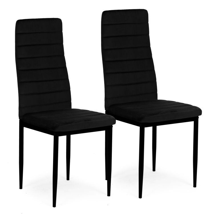 Chairs with Contoured Backrest - BLACK VELVET - Set of 4