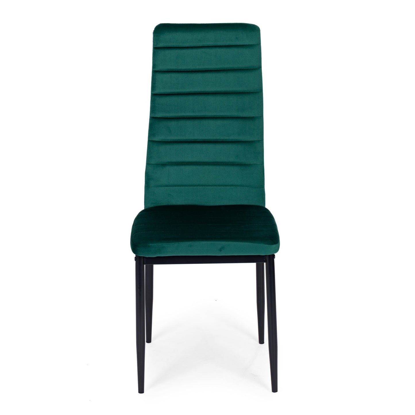 Chairs with Contoured Backrest - GREEN VELVET - Set of 4