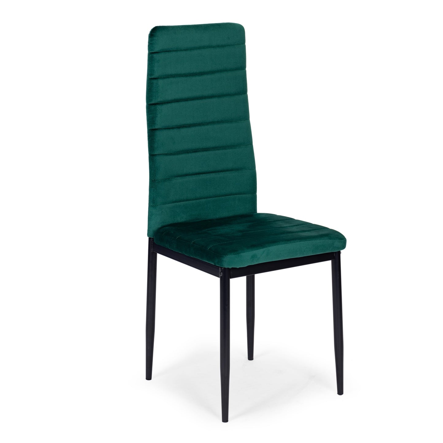 Chairs with Contoured Backrest - GREEN VELVET - Set of 4