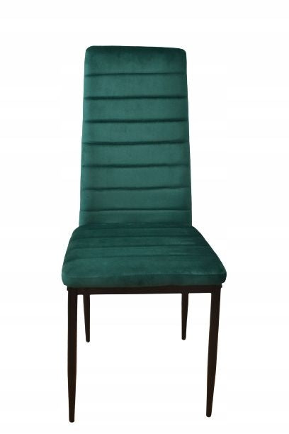 Chairs with Contoured Backrest - GREEN VELVET - Set of 4