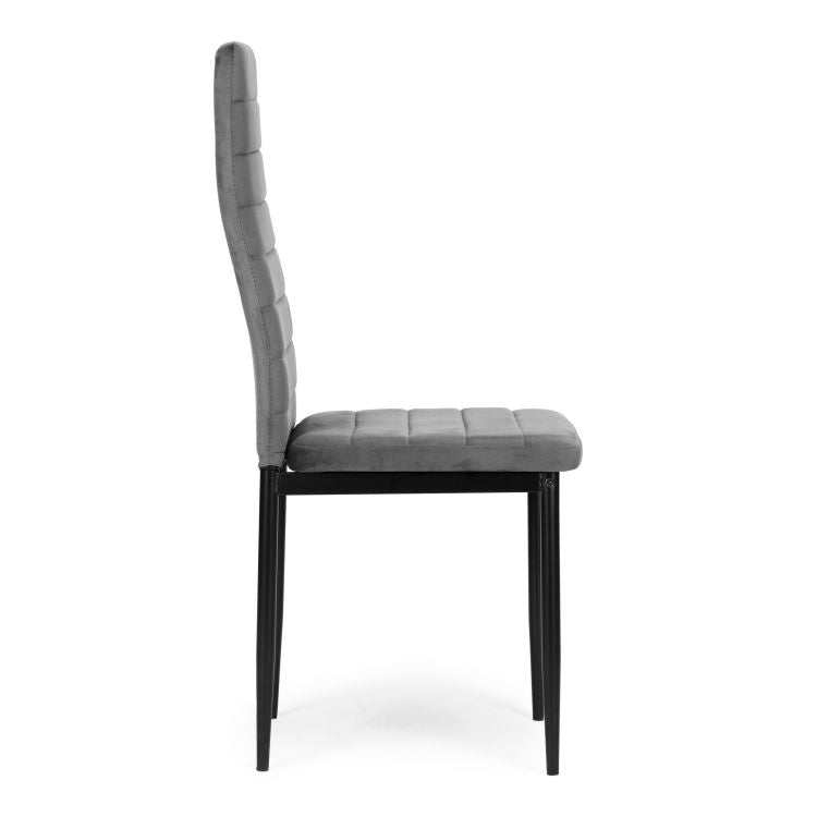 Chairs with Contoured Backrest - GREY VELVET - Set of 4