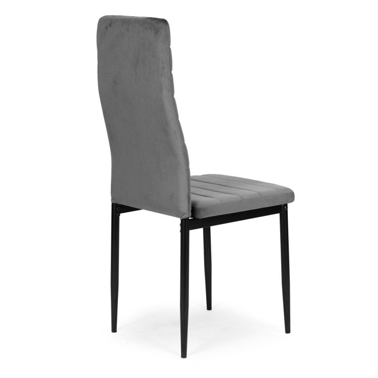 Chairs with Contoured Backrest - GREY VELVET - Set of 4