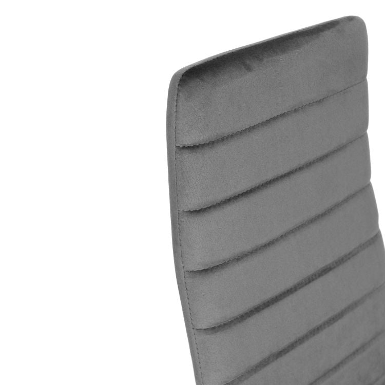 Chairs with Contoured Backrest - GREY VELVET - Set of 4