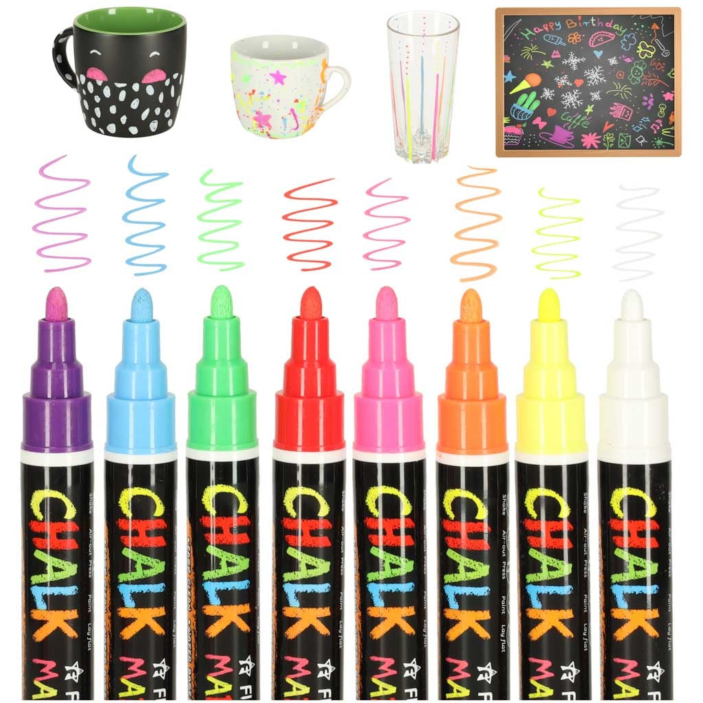 Chalkboard glass markers 8 pcs.