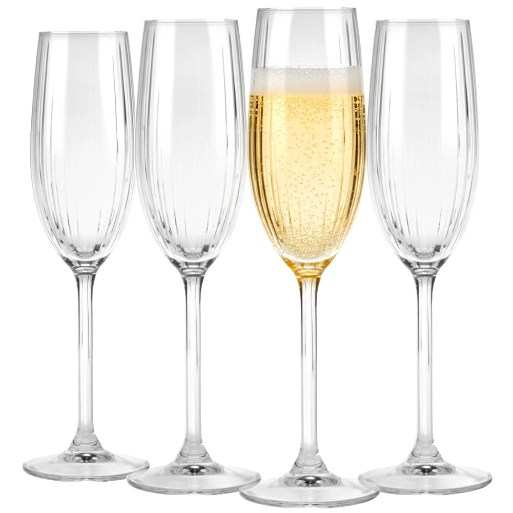 Champagne Flutes Set, 210ml, Glass, Dishwasher Safe
