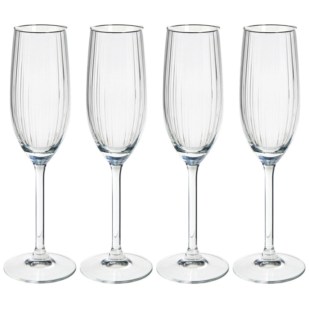 Champagne Flutes Set, 210ml, Glass, Dishwasher Safe