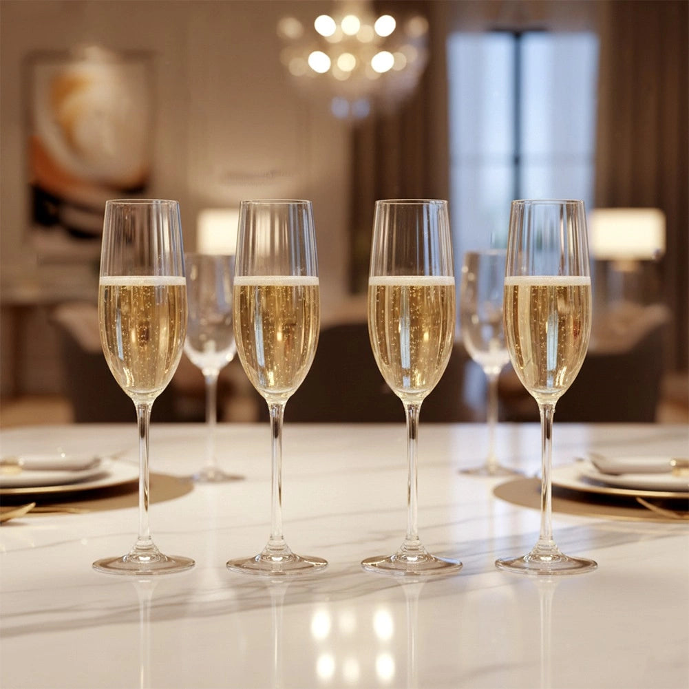 Champagne Flutes Set, 210ml, Glass, Dishwasher Safe