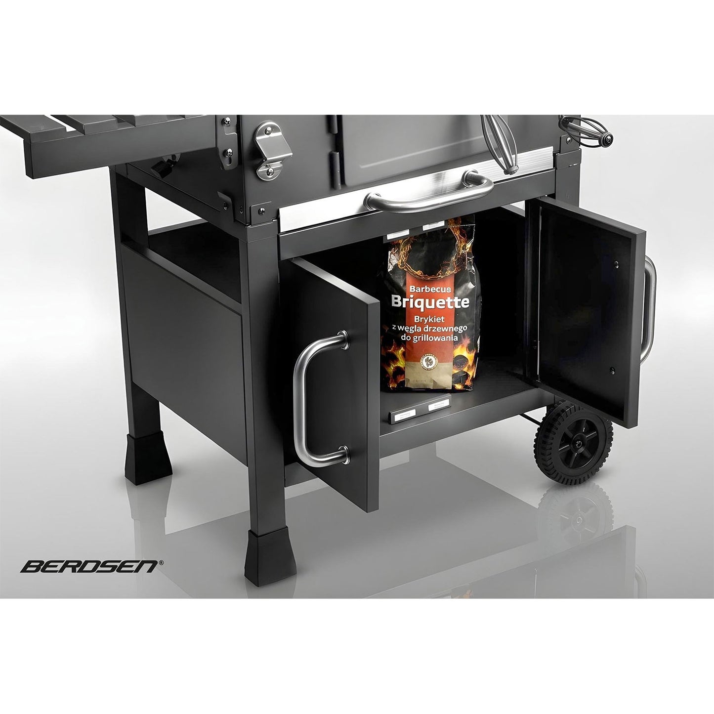 Charcoal Grill with Chimney, Cast Iron Grate, Thermometer