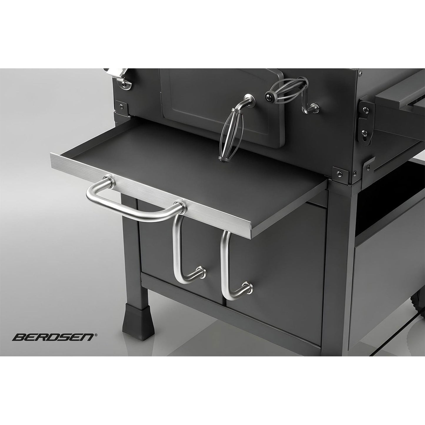 Charcoal Grill with Chimney, Cast Iron Grate, Thermometer