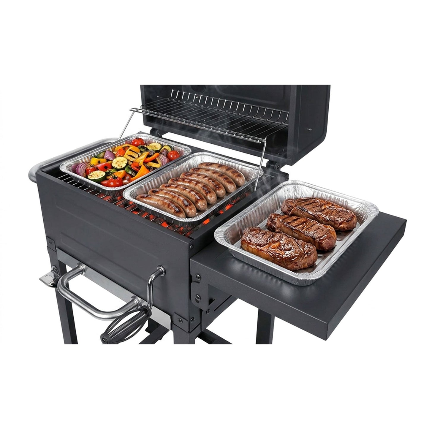 Charcoal Grill with Thermometer and Adjustable Grate