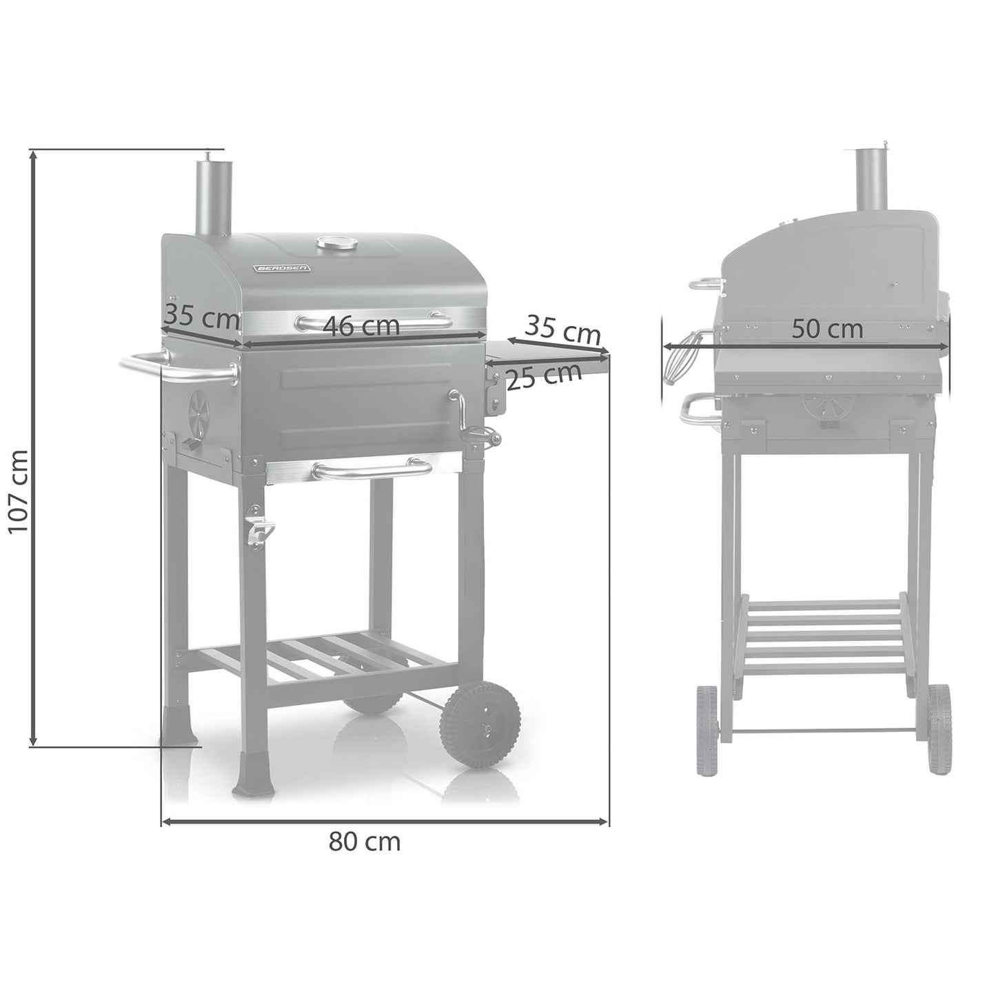 Charcoal Grill with Thermometer and Adjustable Grate
