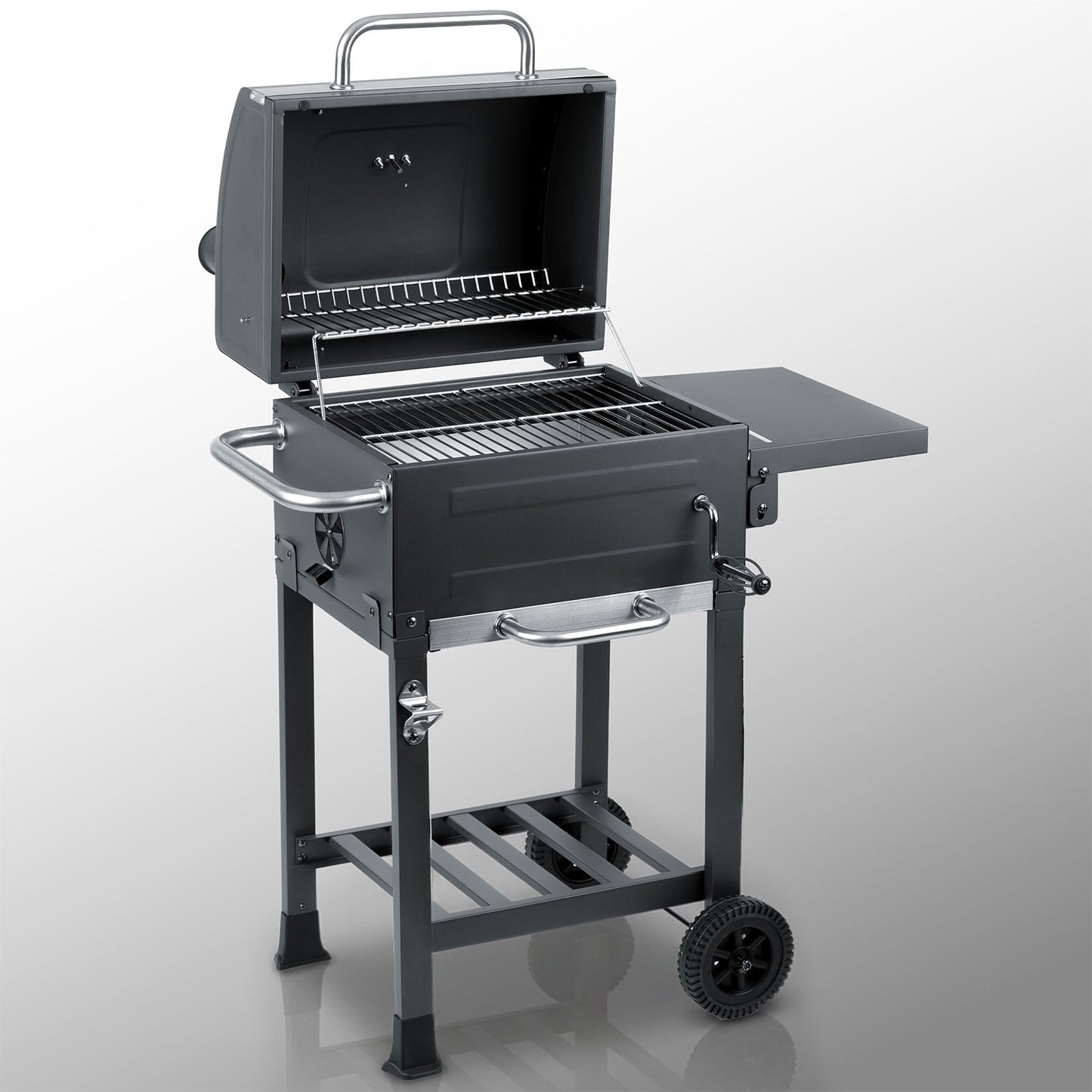 Charcoal Grill with Thermometer and Adjustable Grate