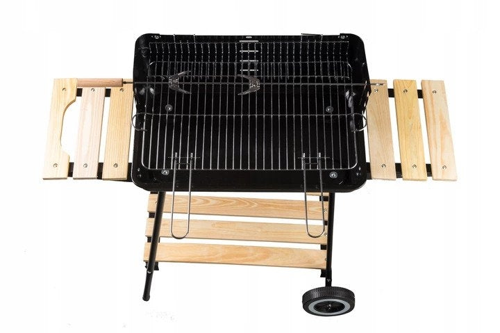 Charcoal garden grill with adjustable shelves and 2 portable grates