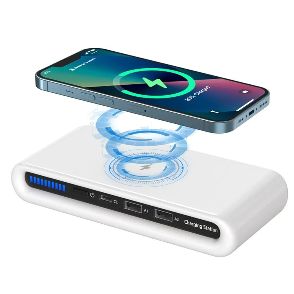 Charging Station with Wireless Charging, 15W - White