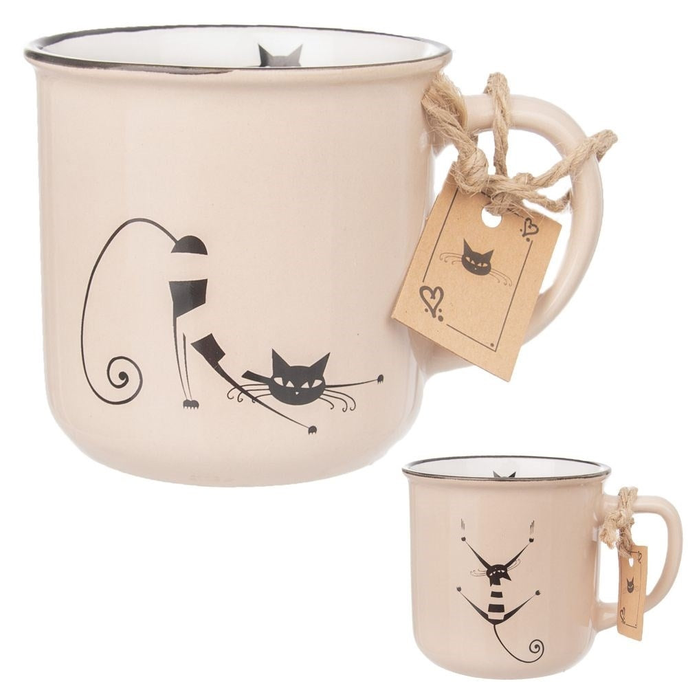 Charming ceramic mug with a cat motif for coffee and tea