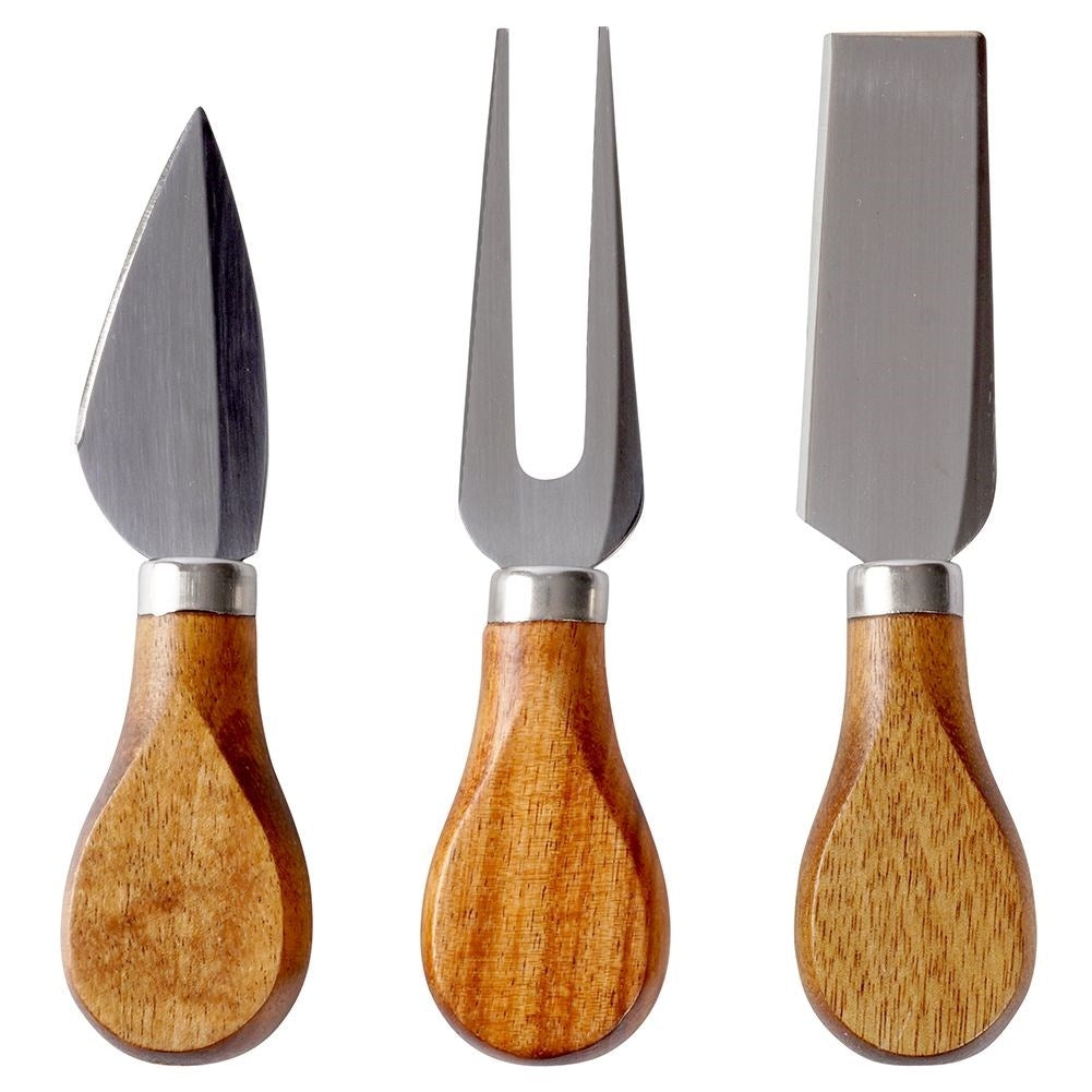Cheese tray in high-quality acacia wood with knives