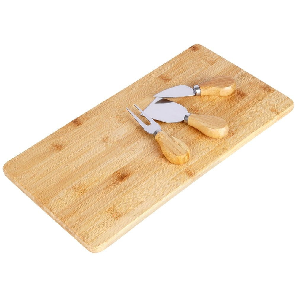 Cheese tray with accessories in bamboo and stainless steel