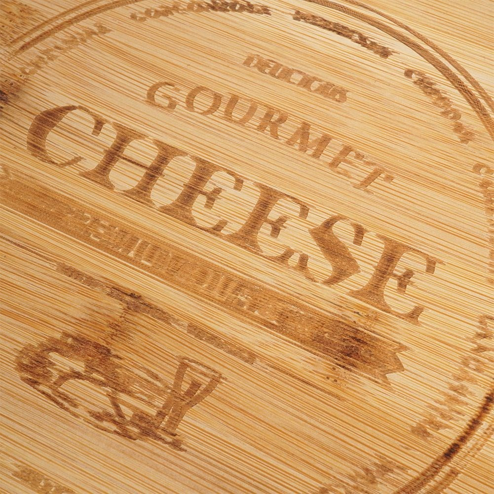 Cheese tray with accessories in bamboo and stainless steel