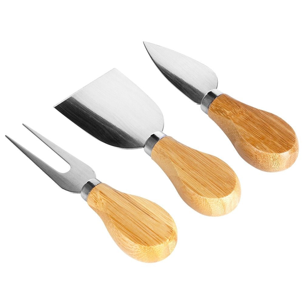 Cheese tray with accessories in bamboo and stainless steel
