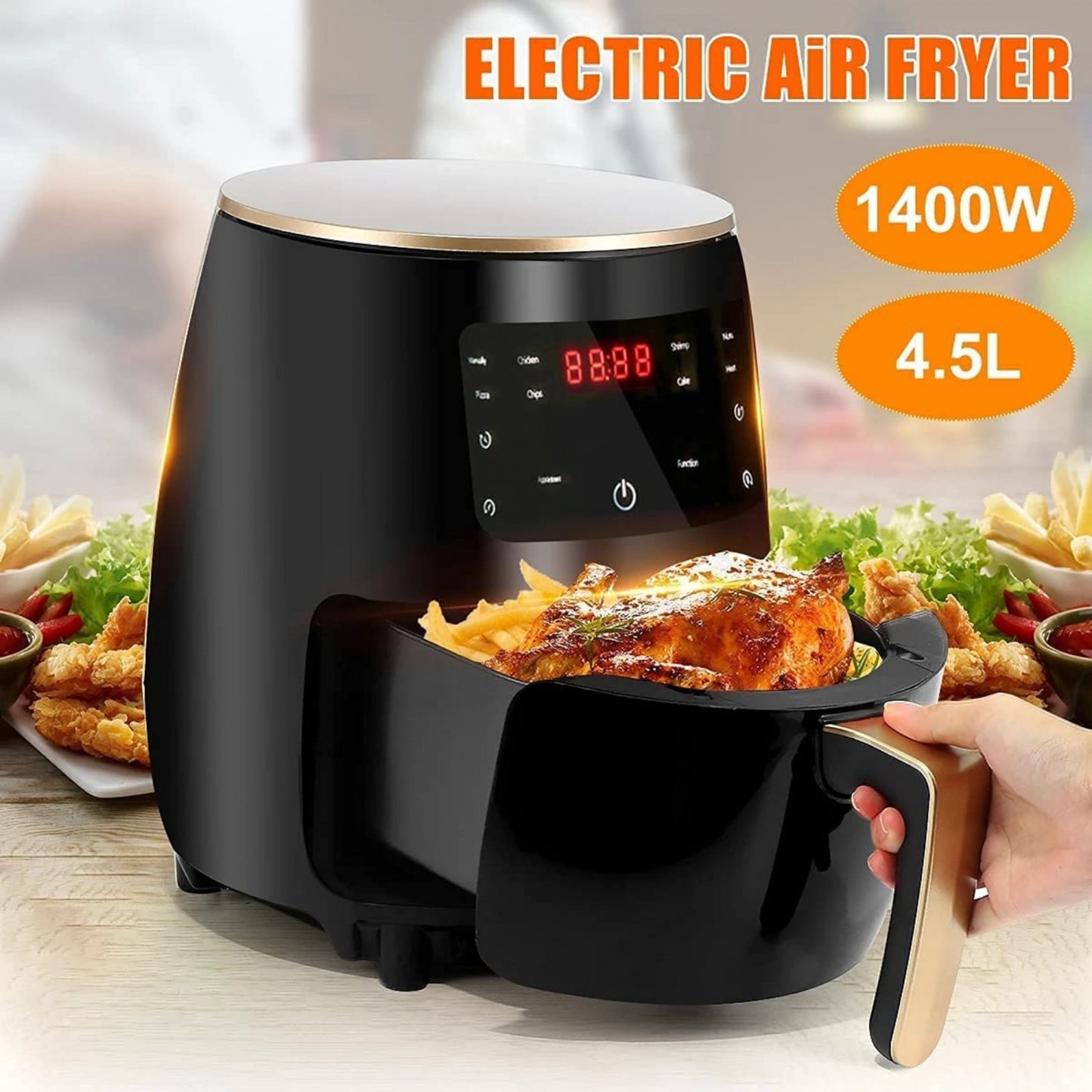Cheffinger CF-AFRY4.5: 1400W Digital LED Air Fryer - 4.5 Liters Red