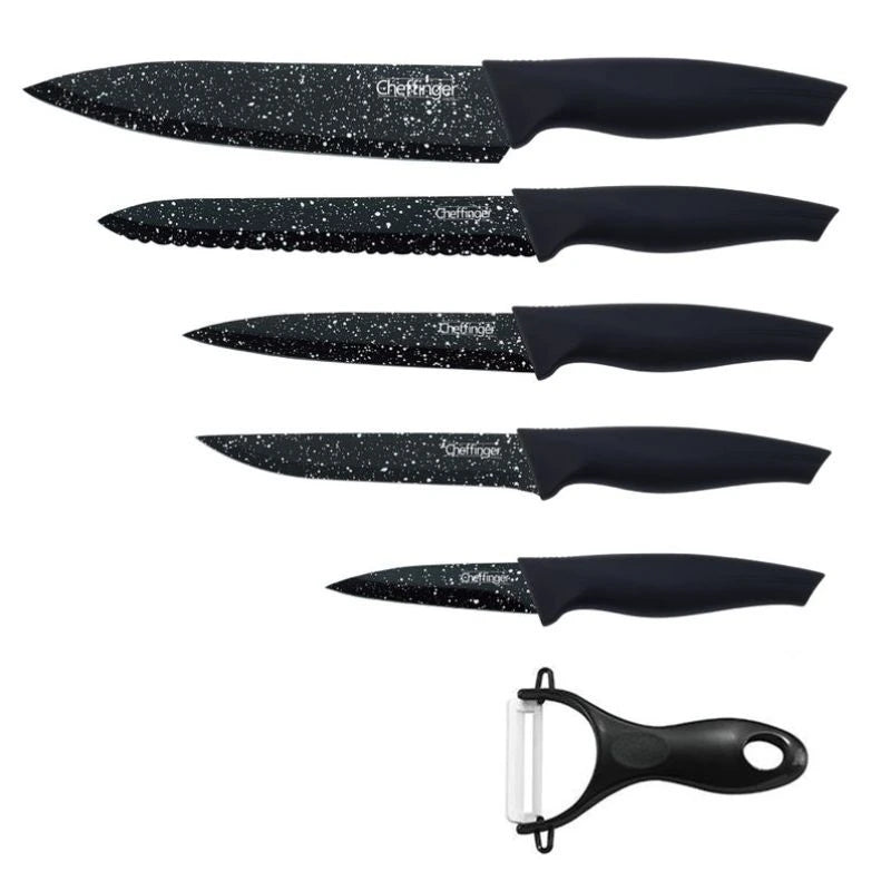 Cheffinger CF-MB04: 6 Pieces Marble Coated Knife Set