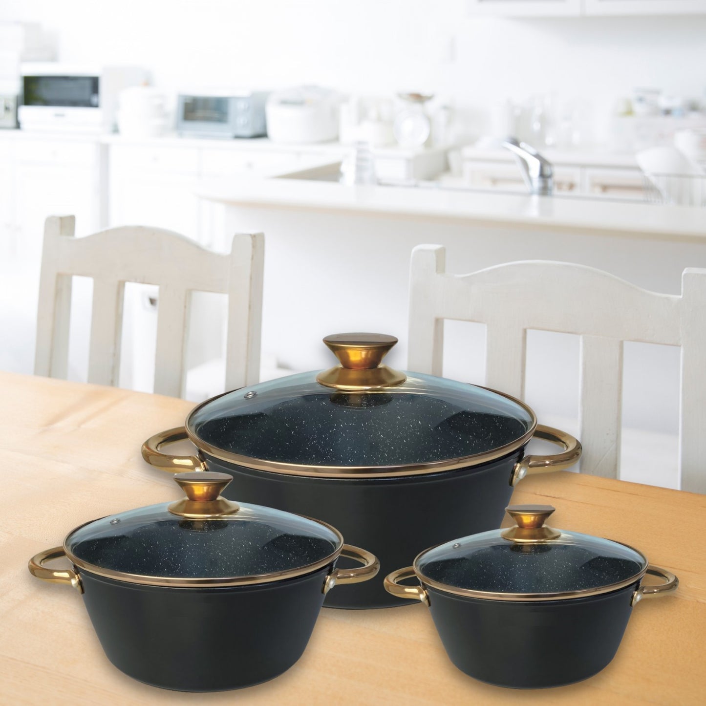 Cheffinger CF-RGC01: 6 Pieces Marble Casserole - Rose Gold
